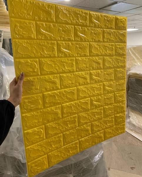دیوارپوش فومی آجر کلاسیک زرد